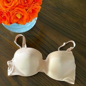 Felina Nude Beige Wired Smoothing T shirt bra with lace detail Size 36C